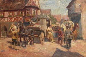 HOSSE Adolf 1875-1958,Ankunft der Postkutsche,Wendl DE 2019-10-24