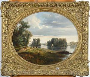 HOSTEIN Edouard Jean Marie 1804-1889,Le repos des bergers en bord de Seine, près,1845,VanDerKindere 2021-11-02
