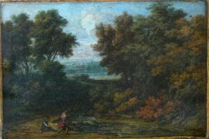 HOTZENDORF JOHANN SAMUEL 1694-1742,Two men in landscape by a river,Deutsch AT 2014-03-25
