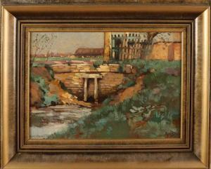 HOUBOLT Eduard 1885-1954,Landscape with a bridge.,Twents Veilinghuis NL 2019-10-04