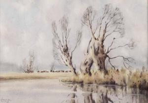 HOUGHTON Wilfred 1900-1900,TREE REFLECTIONS,1983,Ross's Auctioneers and values IE 2010-03-03