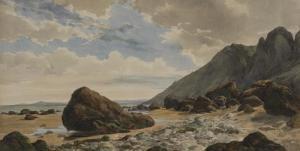 HOURY Charles Borromee A. 1823-1898,Rivage de mer avec rochers,1882,Dogny Auction CH 2014-03-18
