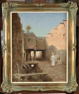 HOURY Charles Borromee A. 1823-1898,Une rue à Biskra,Osenat FR 2020-07-19