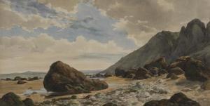 HOURY Charles Borromee A 1823-1898,Rivage de mer avec rochers,1882,Dogny Auction CH 2014-03-18