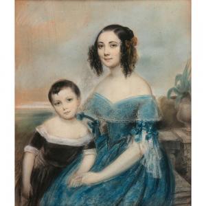 HOUSSAYE DE LÉOMÉNIL Laure, née Girard 1806-1866,PORTRAIT D\’UNE MERE ET SON ENFANT,Tajan 2023-03-23