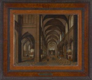 HOUT M.D,Church interior with figures,Veritas Leiloes PT 2024-03-13