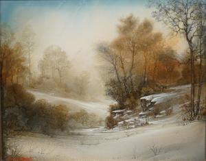 HOUZET Bernard 1941,Paysage sous la neige,Siboni FR 2024-02-04