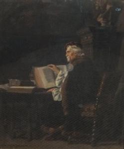 HOWARD William Wing 1900-1900,Study of a seated gentleman reading book at ta,Moore Allen & Innocent 2016-07-08