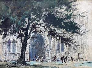 HOWEY Robert Leslie 1900-1981,View of Salisbury Cathedral,Duggleby Stephenson (of York) 2024-04-12