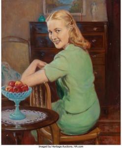 HOWITT John Newton 1885-1958,Girl in a Green Dress,Heritage US 2021-04-29