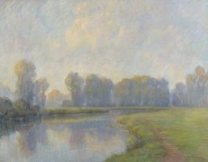 HOWLAND Georges 1865-1928,Paysage de rivière,Daguerre FR 2016-06-08