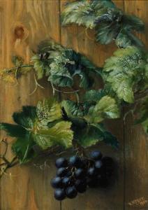 HOYER Peter Julius 1827-1905,Grapes on a vine branch,1904,Bruun Rasmussen DK 2021-08-02