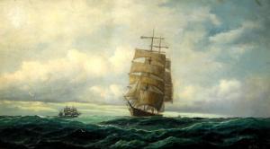 HOYER Peter Julius 1827-1905,In Full Sail,1875,Westbridge CA 2017-04-09