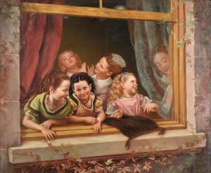 HOYOLL Philipp 1816-1875,German Children before a window,Tennant's GB 2020-03-06
