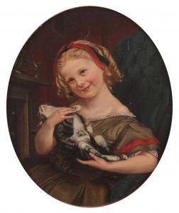 HOYOLL Philipp,Half-length portrait of a girl holding a kitten,Lacy Scott & Knight 2021-09-11