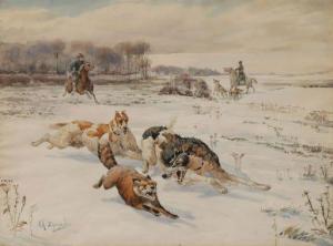 HRENOV Alexander Sergeevich 1860-1926,Wolf Hunt,Jackson's US 2021-07-13