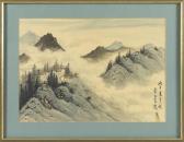 HSIUNG Yin Tso 1906-1992,Mountainous landscape with three small houses at t,Eldred's US 2017-05-04