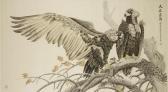 HUA Zhou 1900-2000,A large study of two vultures perched on a branch,Duke & Son GB 2016-05-20