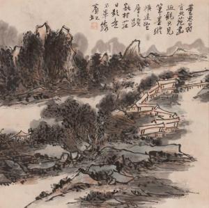 HUANG BIN HONG 1865-1955,Landscape with huts,William Doyle US 2019-09-09