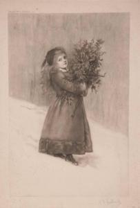 HUBBARD E.F,Young Girl Holding a Bouquet,1890,Ro Gallery US 2008-08-21