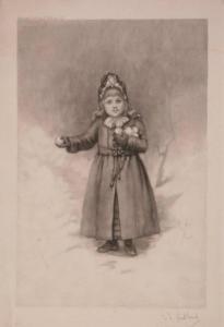 HUBBARD E.F,Young Girl Holding Snow Balls,1890,Ro Gallery US 2008-08-21