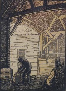 HUBBARD Eric Hesketh 1892-1957,barn interior,Burstow and Hewett GB 2023-01-25