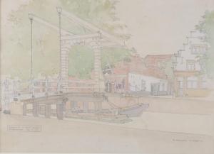 HUBBARD Eric Hesketh 1892-1957,repairing a drawbridge at Alkmaar,1921,Burstow and Hewett 2023-01-25