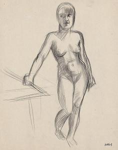 HUBBUCH Karl 1891-1979,Weiblicher Akt mit aufgestütztem Arm,Galerie Bassenge DE 2017-05-27