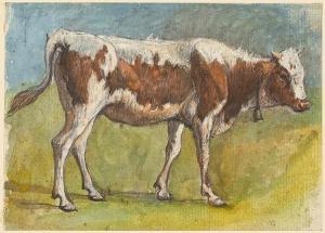 HUBER Jean Daniel 1754-1845,Cow seen from the right side,Galerie Koller CH 2015-09-18