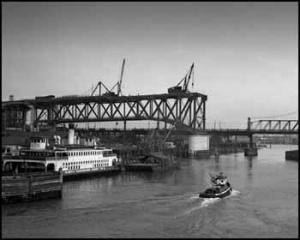 HUBER Karl 1872-1953,Building Vancouver Series: Granville Street Bridge,1953,Heffel CA 2013-11-28