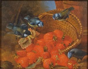 HUBER Leon Charles 1858-1928,Nature morte aux fraises,Ruellan FR 2021-07-24