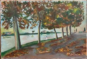 HUBERT 1800-1900,Allée d'arbres au bord d'une rivière,1975,Millon & Associés FR 2020-01-28