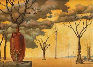 HUBINON Victor 1924-1979,Composition surréaliste aux arbres,1967,Horta BE 2023-01-23
