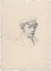 HUBNER Julius II 1842-1874,Bildnis eines jungen Mannes mit Schirmmütze,Galerie Bassenge 2015-05-29