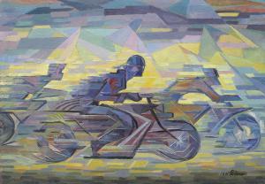 HUBNER karl 1902-1981,Cursă de motociclişti,1971,Artmark RO 2014-02-20