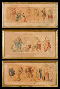HUBNER Rudolf Julius Benno,Drei Entwürfe zum Fries des Vorhangs der ersten Se,1841,Wendl 2020-10-22