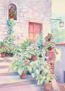 HUDDY Margaret 1900-2000,POTTED PLANTS ON STAIRS,Sloans & Kenyon US 2006-02-04
