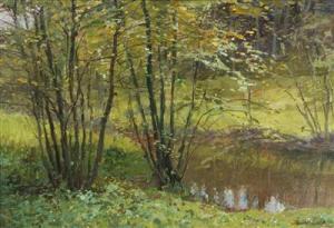 HUDECEK Stanislav 1872-1947,Spring by the Water,Palais Dorotheum AT 2017-09-23