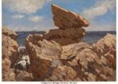 HUDSON John Bradley 1832-1903,Rocky Cove with Balancing Rock,1880,Heritage US 2023-01-12