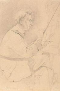 HUEBER Hans 1813-1889,Portrait des Malers Bernhard Stange vor seiner Sta,Karl & Faber DE 2007-11-30