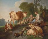HUET Jean Baptiste I,A shepherdess and a boy with cattle and sheep in a,1787,Christie's 2012-12-05