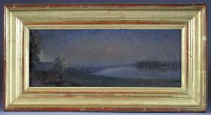 HUET Paul 1803-1869,"Bord de rivière au soleil couchant".,Audap-Mirabaud FR 2014-12-08