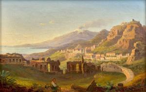 HUGARD DE LA TOUR Claude Sébastien,Vue du théâtre de Taormine avec l'Etna en arrière-,Artcurial | Briest - Poulain - F. Tajan 2025-02-12