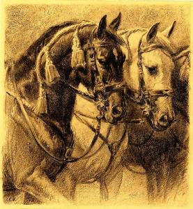 HUGENTOBLER Ivan Edwin 1886-1972,Zwei gezäumte Pferde,Galerie Widmer Auktionen CH 2009-10-30