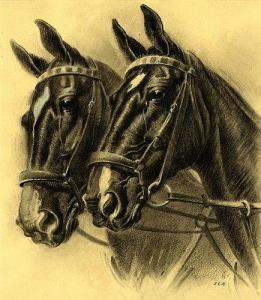 HUGENTOBLER Ivan Edwin 1886-1972,Zwei Pferdeköpfe,Galerie Widmer Auktionen CH 2009-10-30