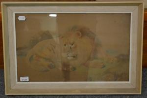 HUGGINS William 1820-1884,Study of a recumbent lion,Tennant's GB 2016-01-30
