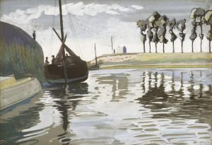 HUGHES Donald 1881-1970,FIGURES ON A MOORED BOAT,Sworders GB 2018-07-24