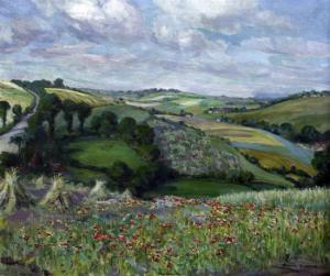 HUGHES Edith, née Burnet 1800-1900,Poppies in a landscape,Gorringes GB 2009-10-21