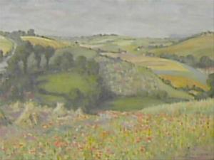 HUGHES Edith, née Burnet 1800-1900,Poppies in landscape setting Oilon canvas Signed ,Dreweatt-Neate 2008-09-18