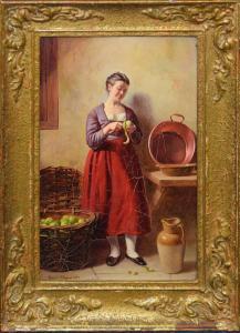 HUGHES Edwin 1842-1922,Interior Scene with Lady peeling Apples,1873,Keys GB 2020-12-04